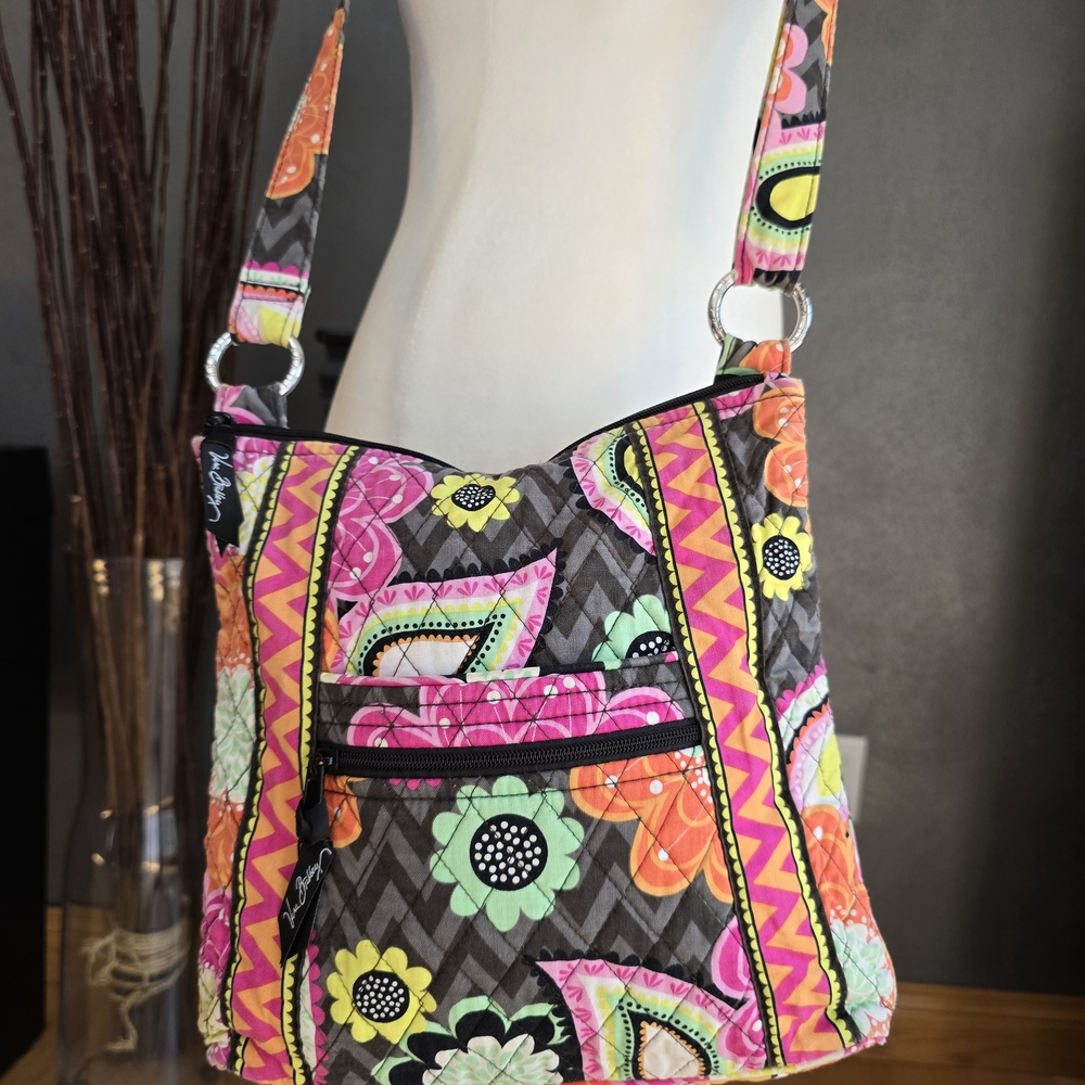 Vera Bradley Playful Pink and Orange Shoulder Bag with Artistic Flair